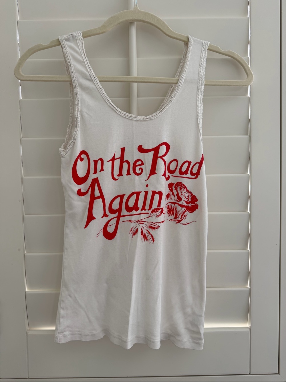 REVOLVE White Tank with Red 'On the Road Again' Graphic